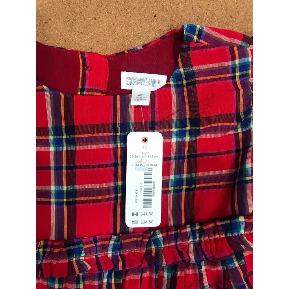 Gymboree Girls Red Plaid Holiday Dress 2T Christmas Party NWT - Picture 3 of 3